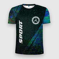 Мужская спорт-футболка Mercedes sport glitch blue