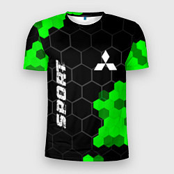 Мужская спорт-футболка Mitsubishi green sport hexagon