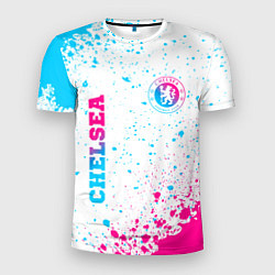 Мужская спорт-футболка Chelsea neon gradient style вертикально
