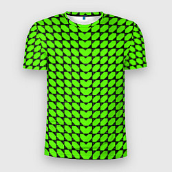 Футболка спортивная мужская Зелёные лепестки шестиугольники, цвет: 3D-принт