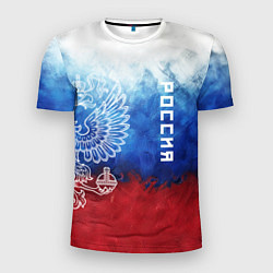 Футболка спортивная мужская Герб России и флаг, цвет: 3D-принт