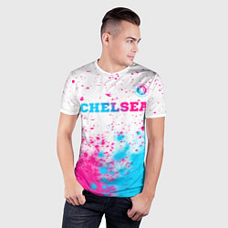 Футболка спортивная мужская Chelsea neon gradient style посередине, цвет: 3D-принт — фото 2