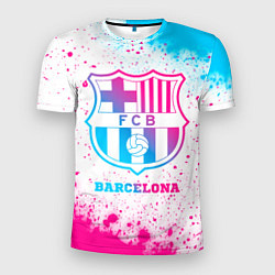 Футболка спортивная мужская Barcelona neon gradient style, цвет: 3D-принт