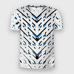 Мужская спорт-футболка Black and blue stripes on a white background