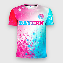 Футболка спортивная мужская Bayern neon gradient style посередине, цвет: 3D-принт