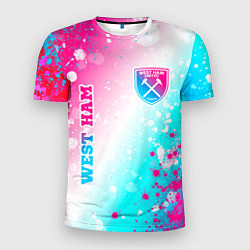 Мужская спорт-футболка West Ham neon gradient style вертикально