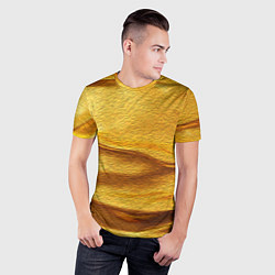 Футболка спортивная мужская Золотая поверхность с волнами и рябью, цвет: 3D-принт — фото 2