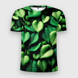 Мужская спорт-футболка Зеленые листья и мох