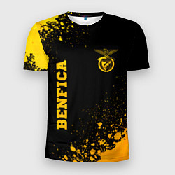 Мужская спорт-футболка Benfica - gold gradient вертикально