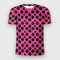 Мужская спорт-футболка Гороховый тренд черный на розовом фоне