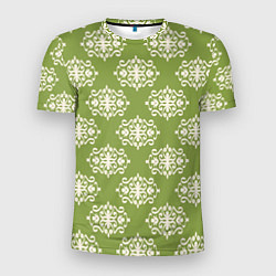 Мужская спорт-футболка Винтажный орнамент на зеленом
