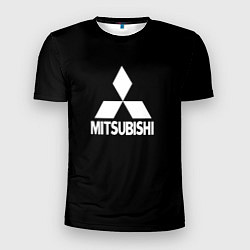 Футболка спортивная мужская Mitsubishi logo white, цвет: 3D-принт