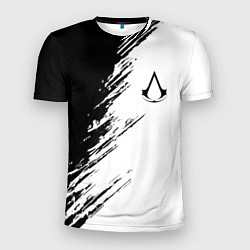 Мужская спорт-футболка Ассасинс Крид - белый и черный цвет