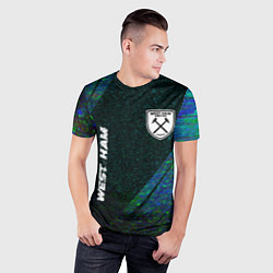 Футболка спортивная мужская West Ham glitch blue, цвет: 3D-принт — фото 2