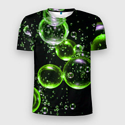 Мужская спорт-футболка Зеленые пузыри на черном