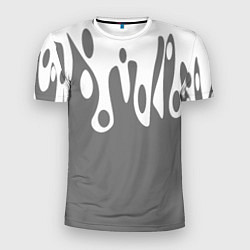 Футболка спортивная мужская Потеки белой краски на сером фоне, цвет: 3D-принт