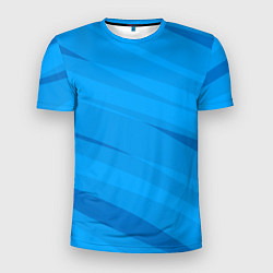 Мужская спорт-футболка Насыщенный голубой полосами