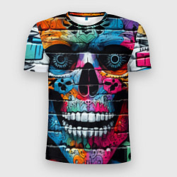 Мужская спорт-футболка Crazy color skull - graffiti