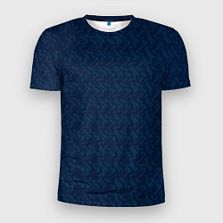 Мужская спорт-футболка Тёмный синий текстурированный однотонный