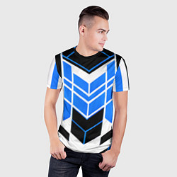 Футболка спортивная мужская Blue and black stripes on a white background, цвет: 3D-принт — фото 2