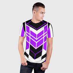 Футболка спортивная мужская Purple and black stripes on a white background, цвет: 3D-принт — фото 2