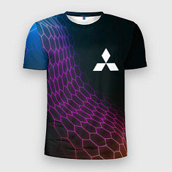 Мужская спорт-футболка Mitsubishi neon hexagon