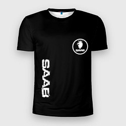 Мужская спорт-футболка SAAB logo white