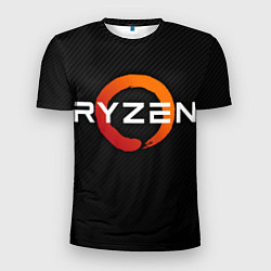 Мужская спорт-футболка AMD ryzen logo carbon black