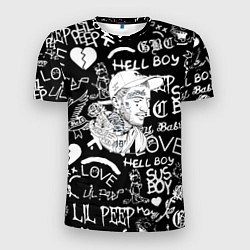 Мужская спорт-футболка Lil Peep pattern автографы лого