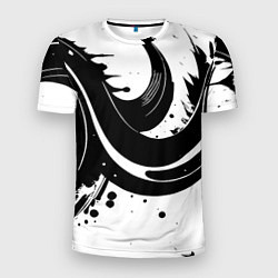 Футболка спортивная мужская Чёрно-белая экспрессивная абстракция, цвет: 3D-принт