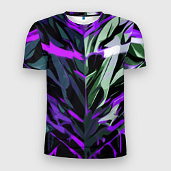 Мужская спорт-футболка Хаотичная чёрно-фиолетово абстракция