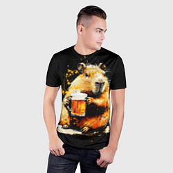 Футболка спортивная мужская Капибара с кружкой пива, цвет: 3D-принт — фото 2