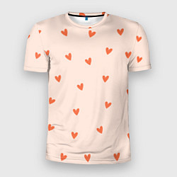 Футболка спортивная мужская Разбросанные сердца - паттерн, цвет: 3D-принт