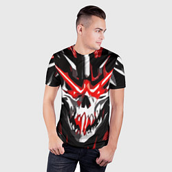 Футболка спортивная мужская Абстрактный белый череп и красные полосы, цвет: 3D-принт — фото 2