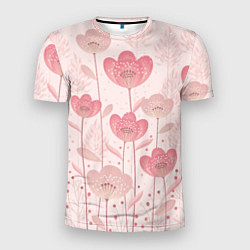 Футболка спортивная мужская Абстрактные цветы в розовом, цвет: 3D-принт
