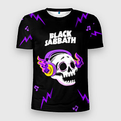 Футболка спортивная мужская Black Sabbath неоновый череп, цвет: 3D-принт