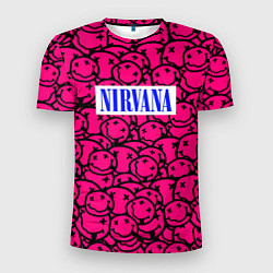 Мужская спорт-футболка Nirvana pink logo