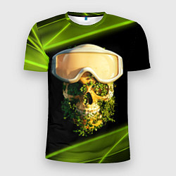 Мужская спорт-футболка Цветущий череп в горнолыжных очках