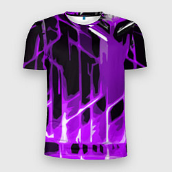 Футболка спортивная мужская Abstract purple stripes on a black background, цвет: 3D-принт