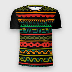 Футболка спортивная мужская Ethnic ornament on black, цвет: 3D-принт