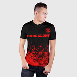 Футболка спортивная мужская Barcelona - red gradient посередине, цвет: 3D-принт — фото 2