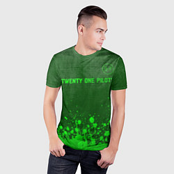 Футболка спортивная мужская Twenty One Pilots - green gradient посередине, цвет: 3D-принт — фото 2