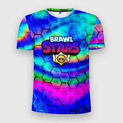 Мужская спорт-футболка Brawl stars neon gradient