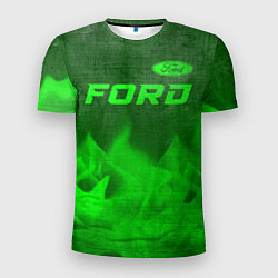 Мужская спорт-футболка Ford - green gradient посередине