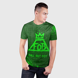 Футболка спортивная мужская Fall Out Boy - green gradient, цвет: 3D-принт — фото 2
