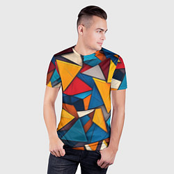 Футболка спортивная мужская Разноцветные треугольники, цвет: 3D-принт — фото 2