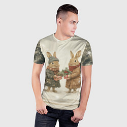 Футболка спортивная мужская Зайчата идут на новый год, цвет: 3D-принт — фото 2