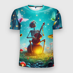 Футболка спортивная мужская Музыкальное трио скелетов дает ночной концерт, цвет: 3D-принт