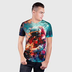 Футболка спортивная мужская Космонавт с ёлкой в космосе, цвет: 3D-принт — фото 2