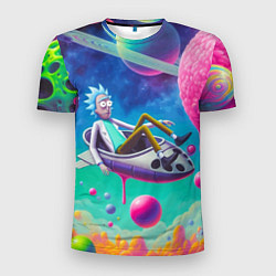 Футболка спортивная мужская Рик в космической лодке - сюрреализм, цвет: 3D-принт